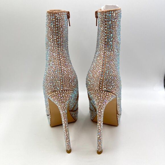 NEW Madden Girl Size 6 Lorile Blush Jeweled Encrusted Platform Ankle Boots Shoes - Picture 6 of 14